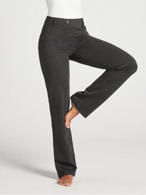 Betabrand Classic Dress Pant Yoga Pants Straight Leg Charcoal XL Petite/Short